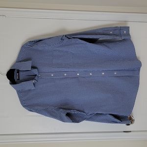 Kirkland Men's Non-Iron Blue and White Long Sleeve Shirt- Size 17